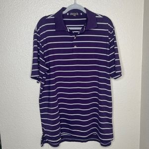 Peter Millar Summer Comfort Purple Striped Polo Size L